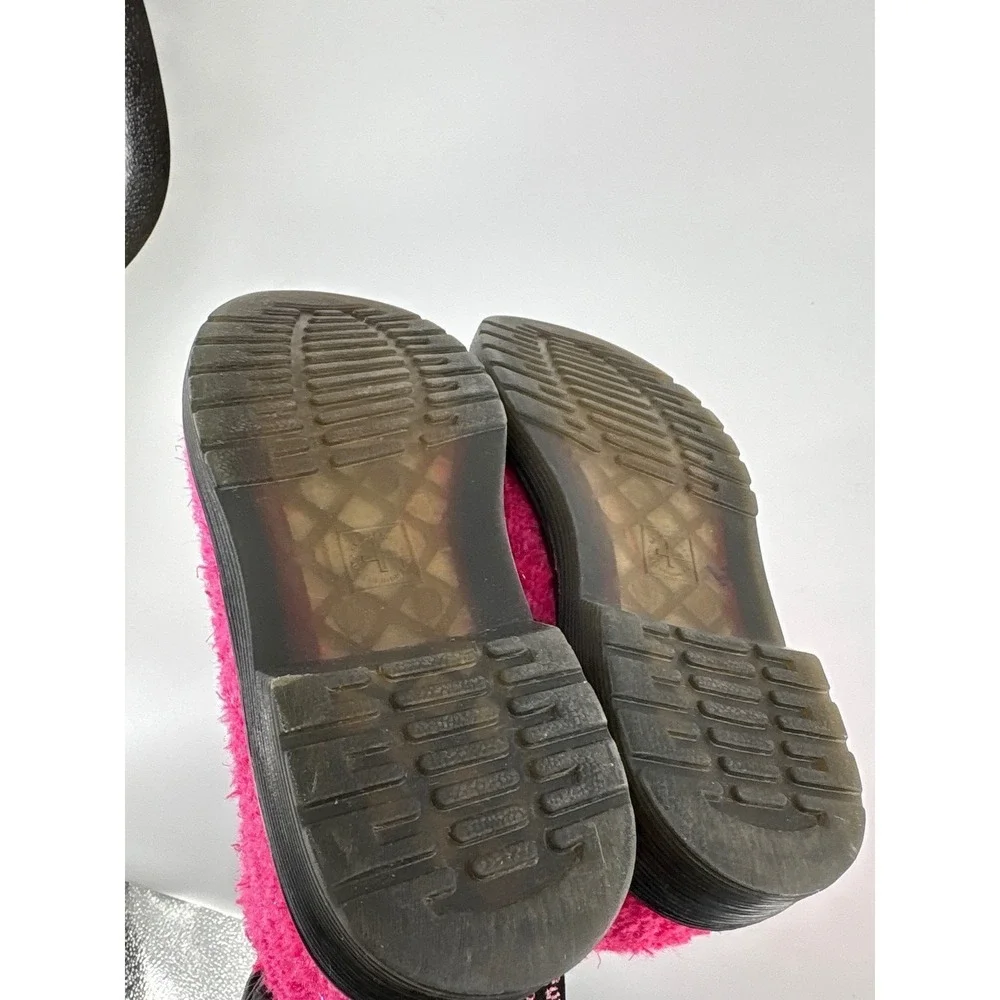 Dr Martens Boots Youth 13 Pascal Pink Tinsel Fur Lace Up Boots